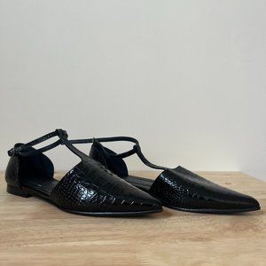 Freda Salvador Black Crocodile Tulip Flats